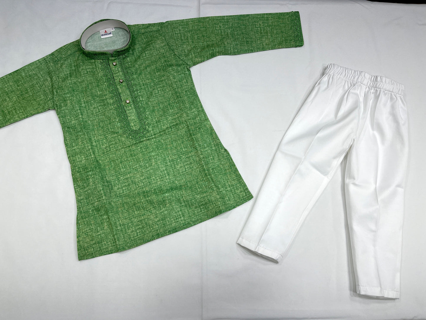 Kurta Set - Bright Green textured Kurta Boys Set - By Gratitude