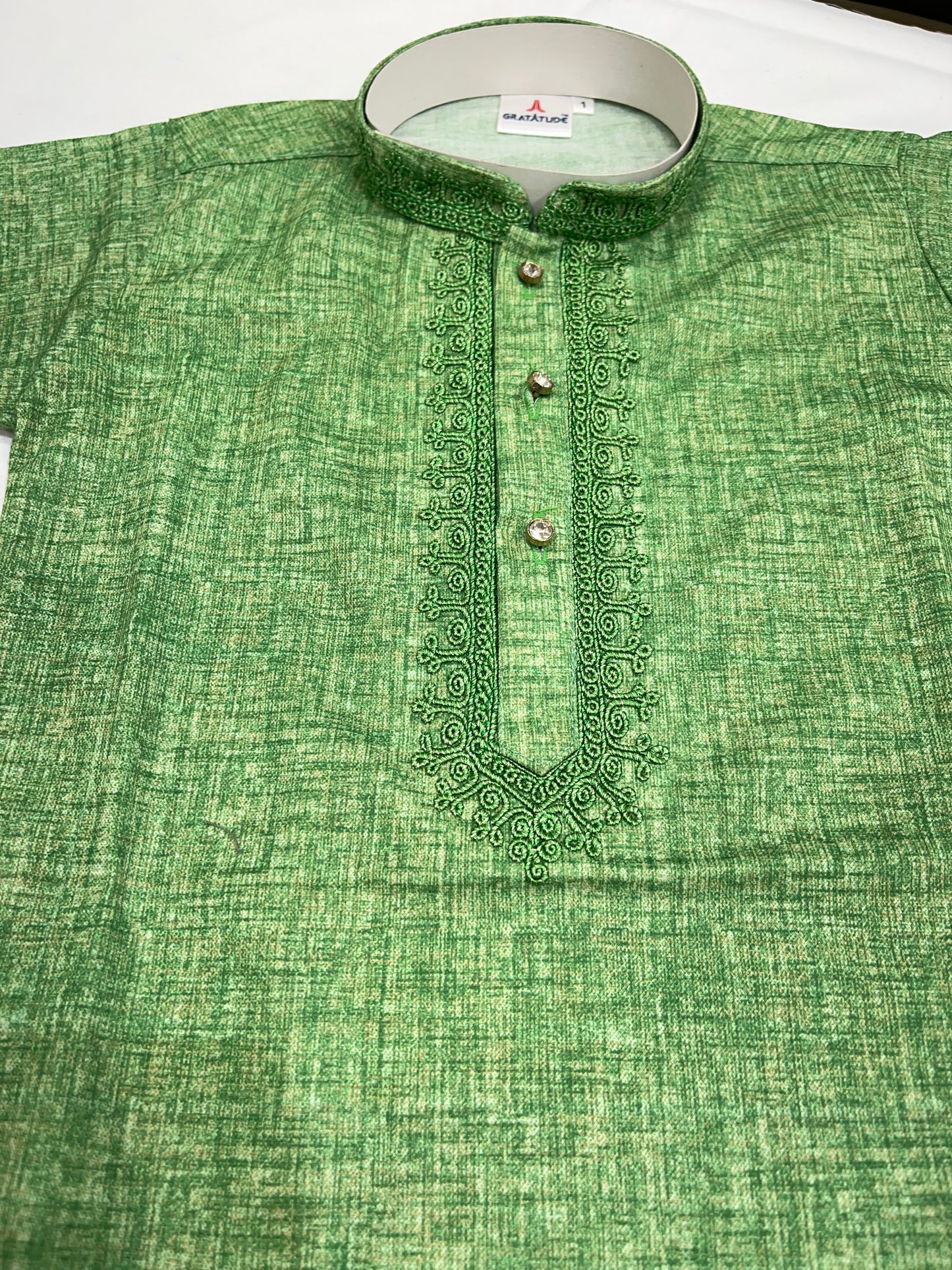 Kurta Set - Bright Green textured Kurta Boys Set - By Gratitude