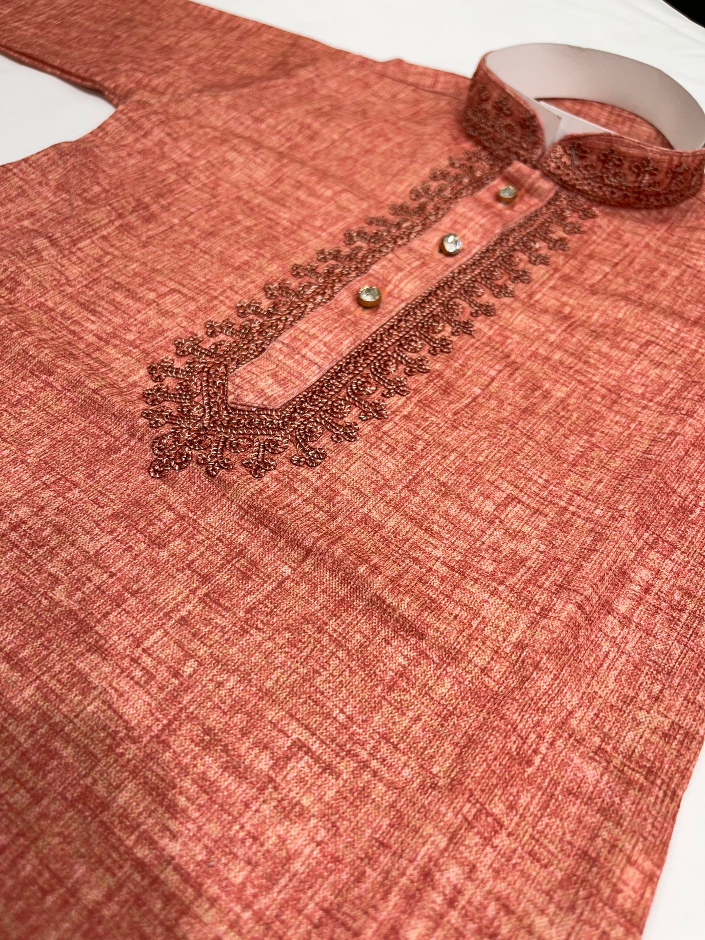 Kurta Set - Bright Orange textured Kurta Boys Set - By Gratitude