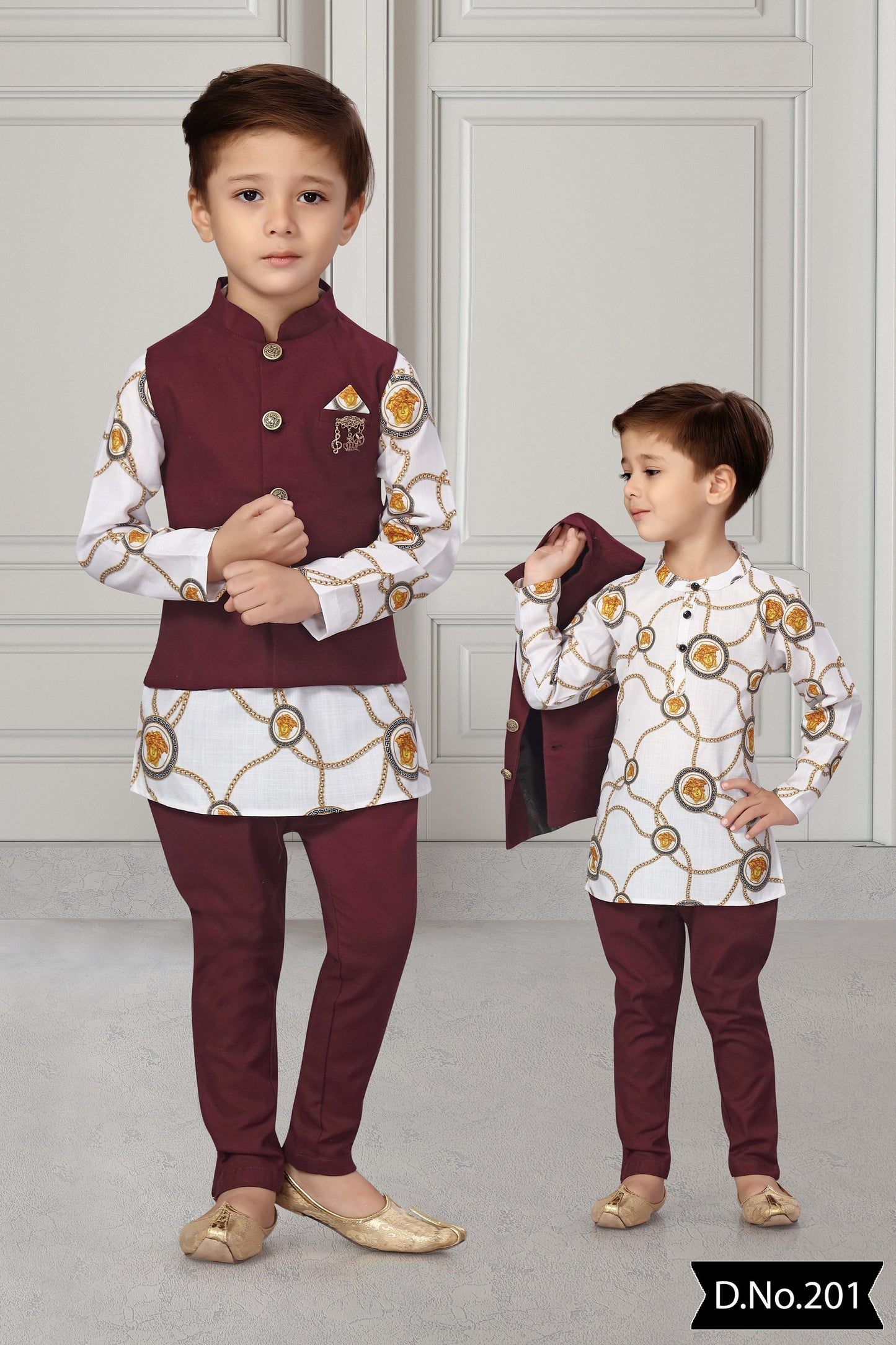 Versace Printed Jacket Kurta Boys Set